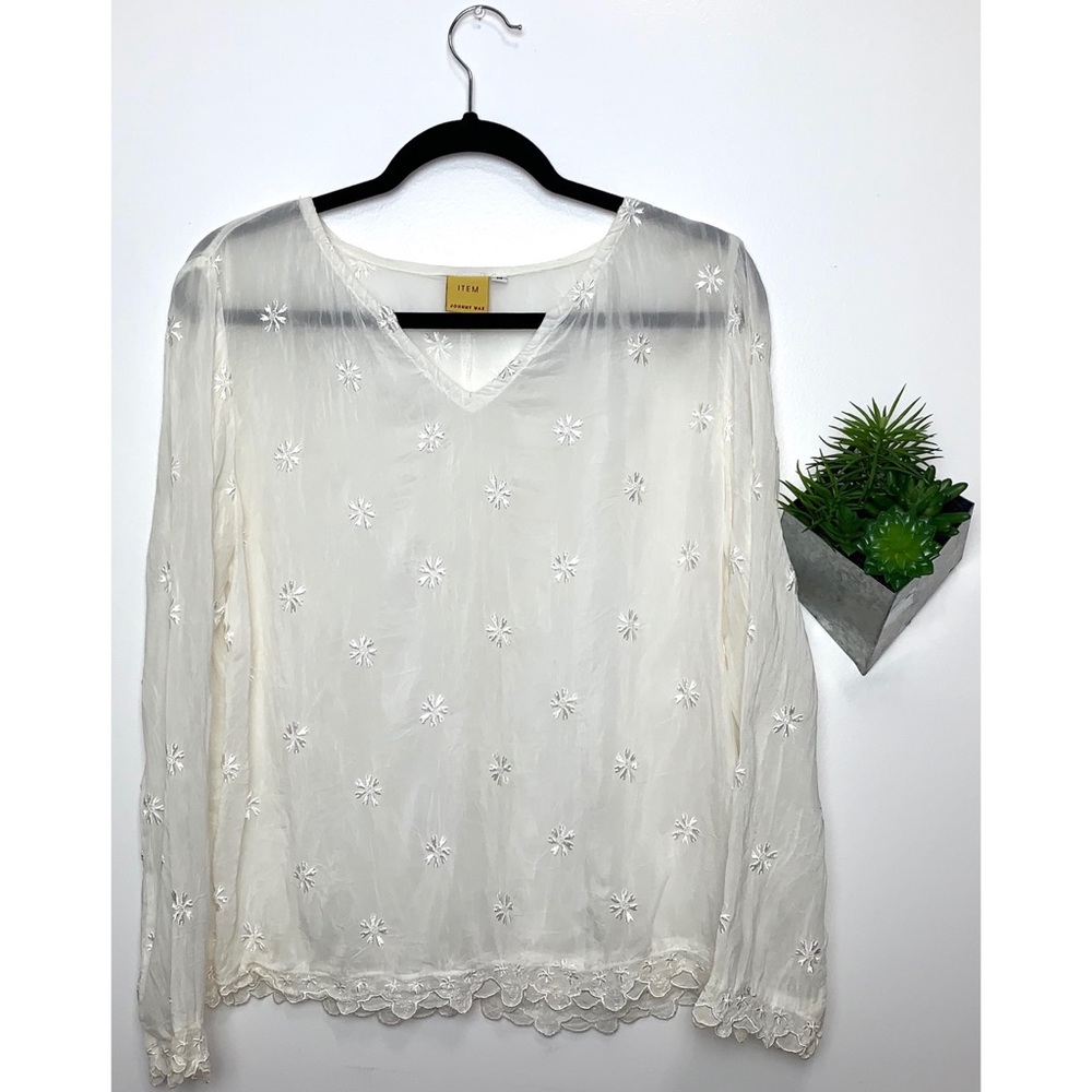 Johnny Was Sheer Flower Blouse